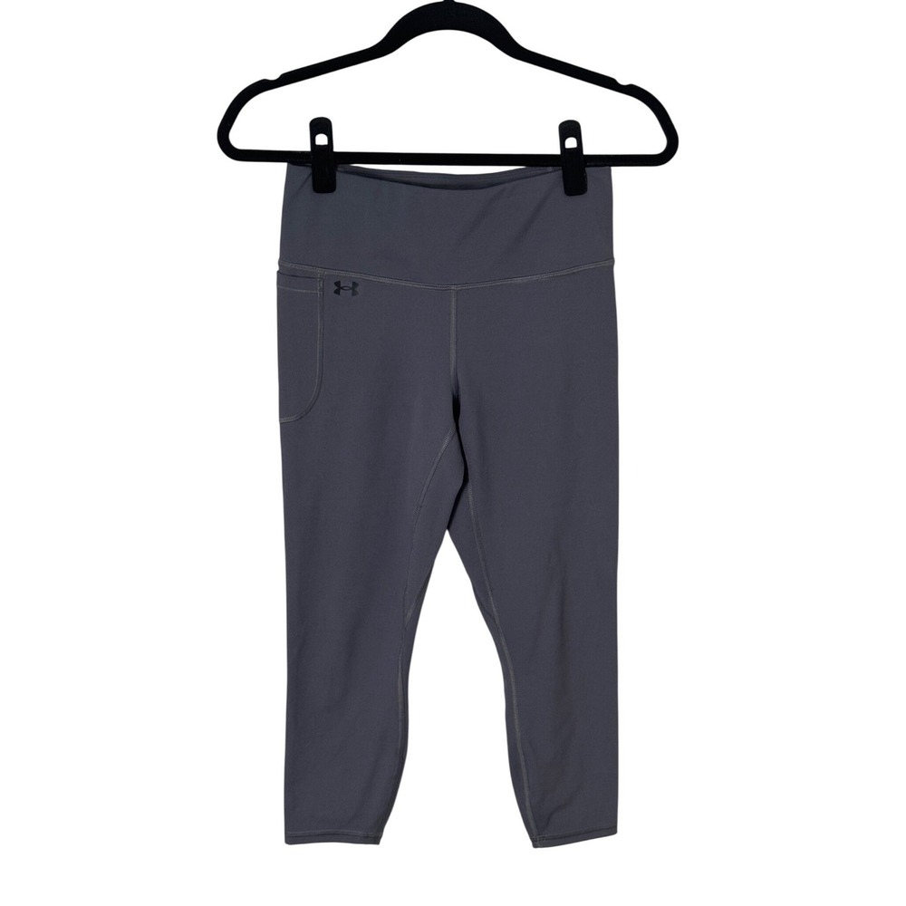 Under Armour HeatGear Capri Leggings Gray Sz M Short Pocket Athletic Workout